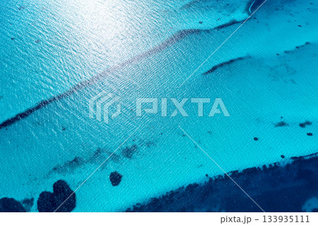 Seascape background. Drone view. Seabed texture. Natural background. 133935111