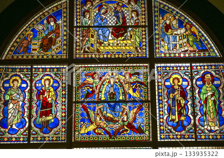window details of Siena cathedral, Siena, Italy 133935322
