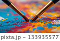 二本の筆で色を塗る 133935577