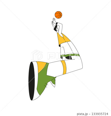 Sport with Man Character Play Basketball Game Vector Illustration 133935724
