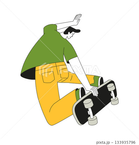 Sport with Man Character Ride Skateboard Vector Illustration 133935796