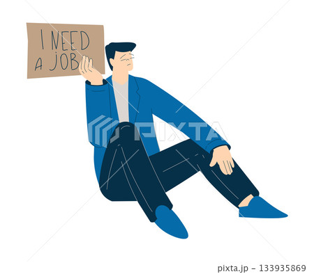 Unemployment Social Problem with Fired Man Employee Vector Illustration 133935869
