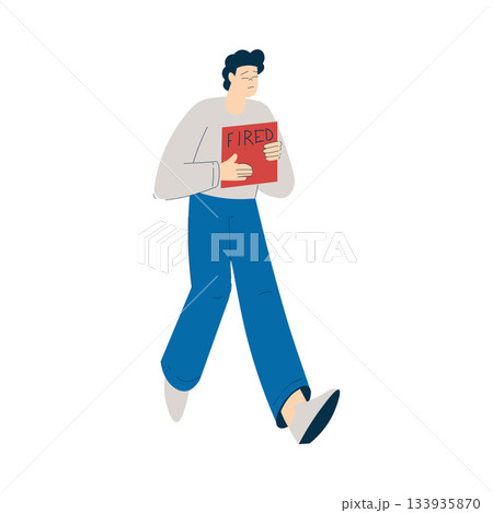 Unemployment Social Problem with Fired Man Employee Vector Illustration Unemployment Social Problem with Fired Man Employee Vector Illustration 133935870