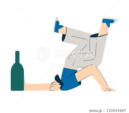 Man with Alcoholism Addiction as Social Problem Vector Illustration 133935897