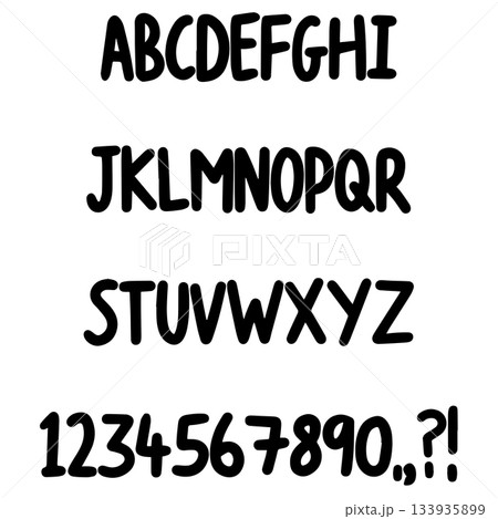 Simple round marker typography font lettering ABC cartoon vector text 133935899