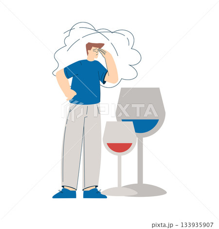 Man with Alcoholism Addiction as Social Problem Vector Illustration Man with Alcoholism Addiction as Social Problem Vector Illustration 133935907