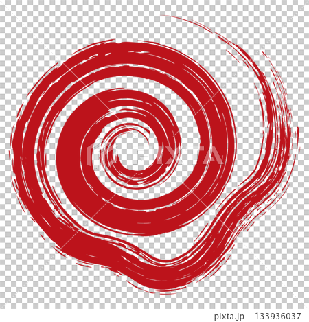 Hand-drawn, faded brush strokes in a spiral pattern / red 133936037