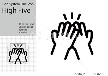 ハイタッチの手アイコン,友情やチームワークを表す手の動作 133936486