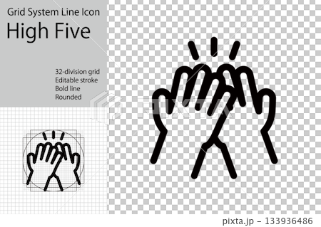 ハイタッチの手アイコン,友情やチームワークを表す手の動作 133936486