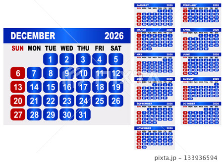 2026 Calendar Grid With December Prominently Displayed january february 133936594