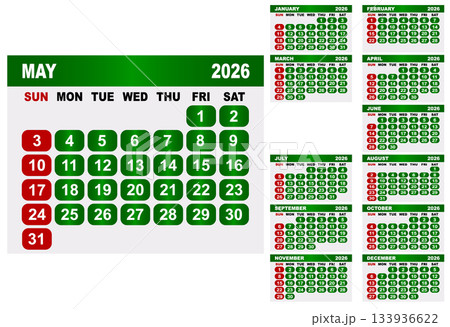 2026 Calendar Grid With May Highlighted And Monthly Overviews january february 133936622