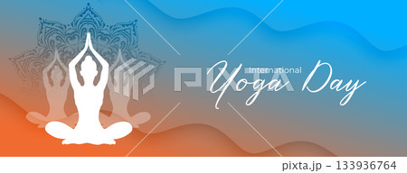 international yoga day event banner for meditation and peace kp-= 133936764