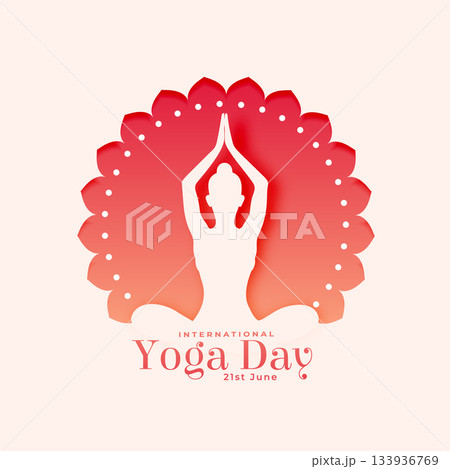 world yoga day 2024 poster, woman in lotus asana for peace 133936769