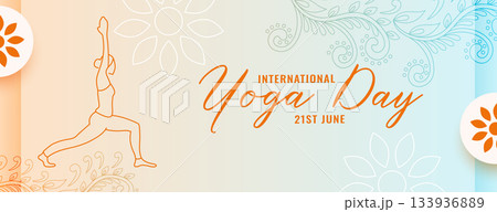 world yoga day poster woman doing asana in line art world yoga day poster woman doing asana in line art 133936889