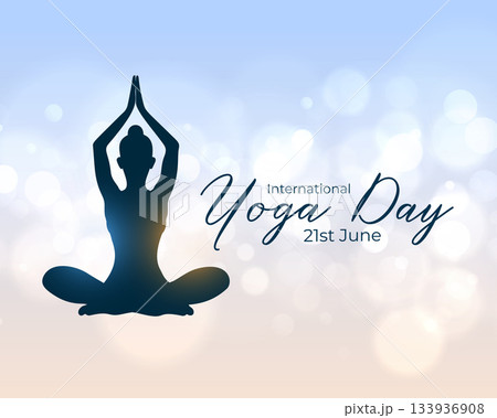 beautiful yoga day celebration poster with bokeh effect beautiful yoga day celebration poster with bokeh effect 133936908