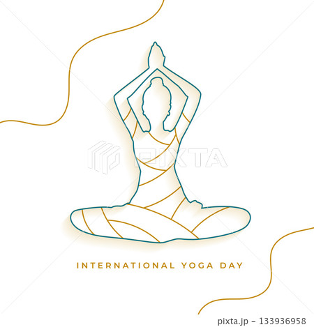 21st june world yoga day, woman doing yoga body posture in line art 21st june world yoga day, woman doing yoga body posture in line art 133936958