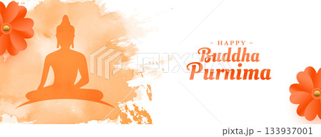 happy buddha purnima religious banner with floral design happy buddha purnima religious banner with floral design 133937001