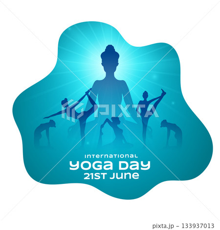 21st june world yoga day; group of woman in different yoga asana 133937013