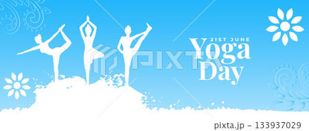 21st june world yoga day grungy banner woman in different asana 21st june world yoga day grungy banner woman in different asana 133937029