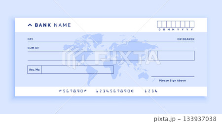 blank bank cheque paper mockup with worldmap design blank bank cheque paper mockup with worldmap design 133937038