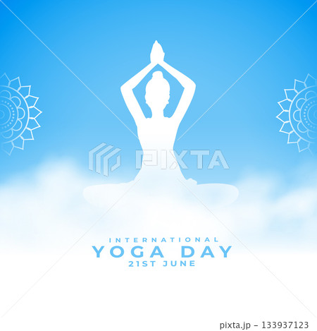 international yoga day blue background with cloud effect international yoga day blue background with cloud effect 133937123