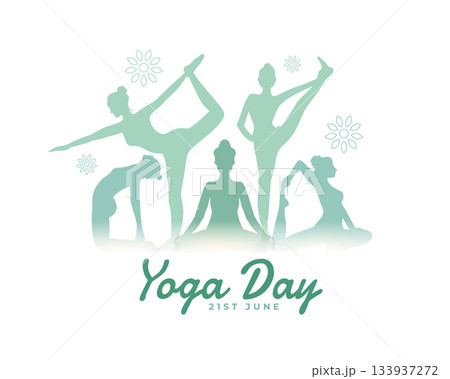 international yoga day event poster woman doing different yoga posture 133937272