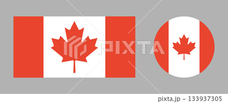Flag of Canada. Flag rounded, rectangular icons set. National flag of Canadian backgrounds. Standard color. Circle, rectangle flag badges collection. Flag of Canada. Flag rounded, rectangular icons set. National flag of Canadian backgrounds. Standard color. Circle, rectangle flag badges collection. 133937305