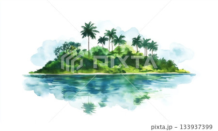 Bioko Island. Bioko Island hand drawn watercolor illustration on white background 133937399