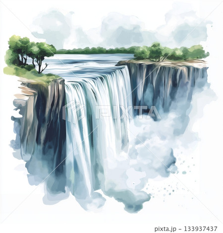 Devil Pool. Devils Pool hand drawn watercolor illustration on white background 133937437