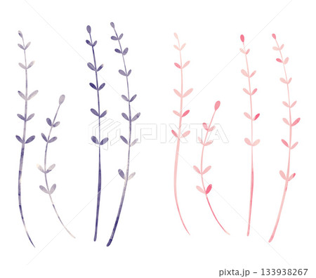 purple and pink plants with herbs and sunset glow. Cute kids watercolor repeat for fabric, wallpaper, nursery decor, planner, art for kids, perfect for stationary designs, printable 133938267