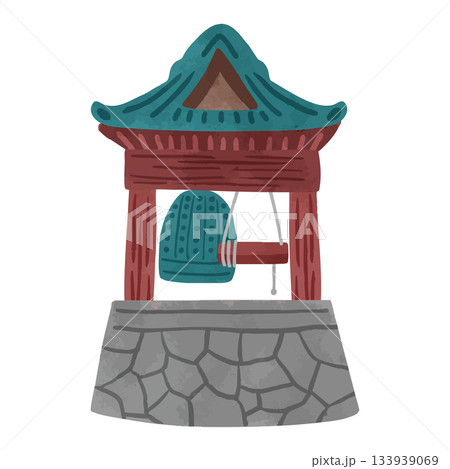 除夜の鐘　水彩風手描きベクターイラスト 133939069