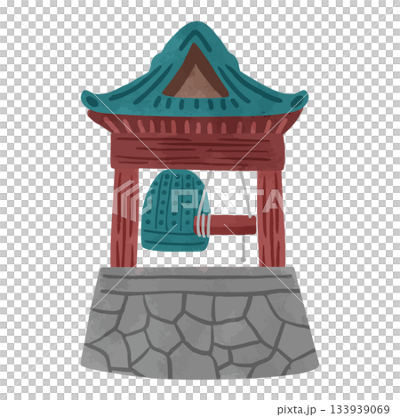 除夜の鐘　水彩風手描きベクターイラスト 133939069