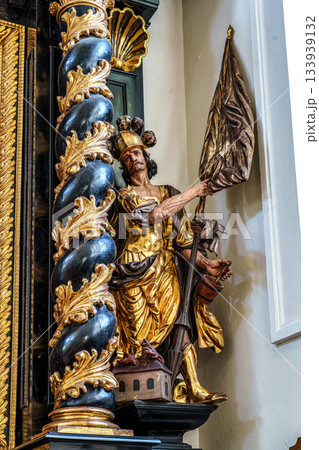 Passau, Germany - Apr 16, 2025: The interior of Parochial Church St Paul, the oldest parish church of Passau, Germany Passau, Germany - Apr 16, 2025: The interior of Parochial Church St Paul, the oldest parish church of Passau, Germany 133939132