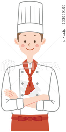 腕組みをする洋食店の男性シェフのイラスト 133939199