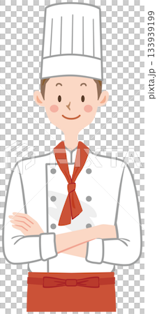 腕組みをする洋食店の男性シェフのイラスト 133939199
