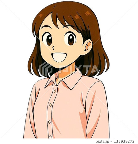 桃色の服を着ている女性イラスト 133939272