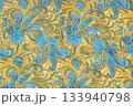 Floral paisley seamless ornament colorful blue orange red texture pattern diagonal composition 133940798