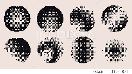 Bitmap pixel circle shapes with dot gradient 133941081