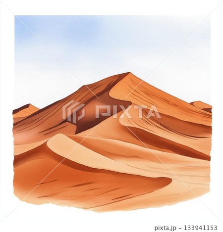Namib Desert Star Dunes. Namib Desert Star Dunes hand drawn watercolor illustration on white background Namib Desert Star Dunes. Namib Desert Star Dunes hand drawn watercolor illustration on white background 133941153