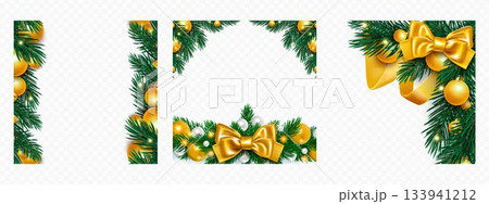 Christmas corner wreath frames with pine Christmas corner wreath frames with pine 133941212