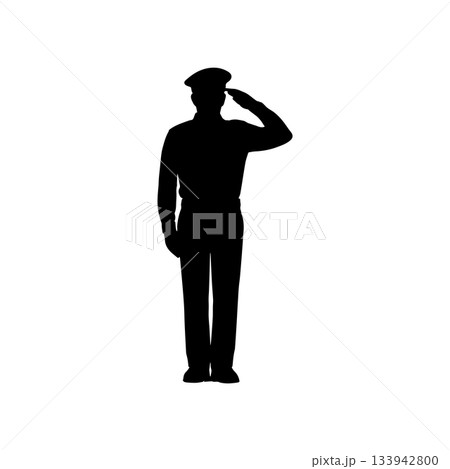 soldier saluting silhouette isolated on white background soldier saluting silhouette isolated on white background 133942800