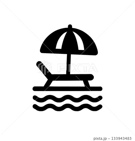 Shaded Pool Lounger Icon 133943483