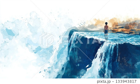 Victoria Falls Devils Pool. Victoria Falls Devils Pool hand drawn watercolor illustration on white background Victoria Falls Devils Pool. Victoria Falls Devils Pool hand drawn watercolor illustration on white background 133943817