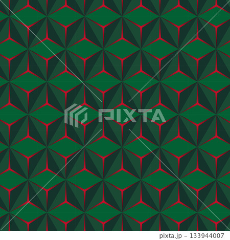 Geometric Green Red Holiday Seamless Pattern 133944007