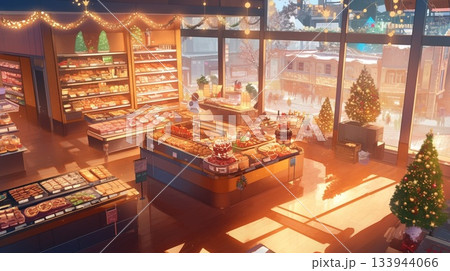 華やかなケーキが並ぶケーキ屋さんの売り場 133944066
