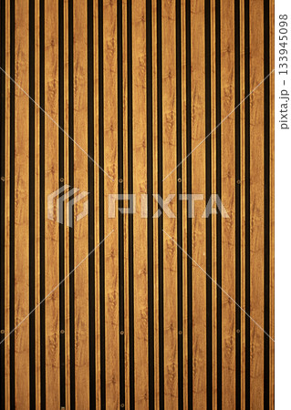 Wooden vertical slat panel pattern for wall decor and interior design background 133945098