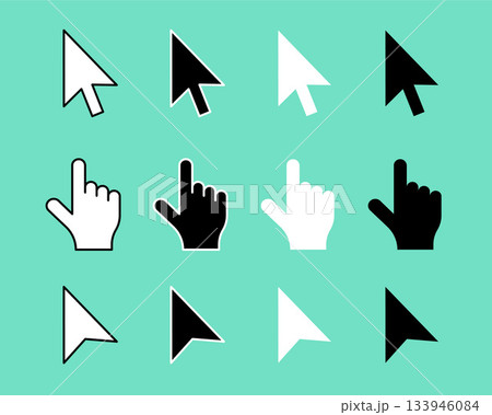 flat style hand pointer and cursor in collectionのイラスト素材 [133946084] - PIXTA