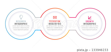 3 steps infographic circular process chart banner design 133946153