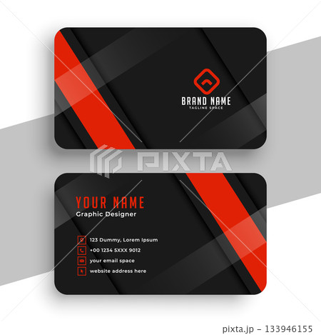 dark black professional business visiting card layout for individual contact 133946155