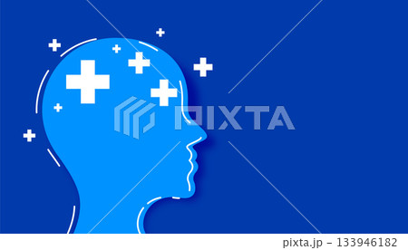papercut style human head with cross background for mental health care papercut style human head with cross background for mental health care 133946182